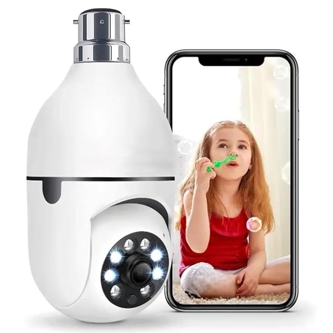 360° Panoramic Light Bulb Security Camera WiFi 1080p with Motion Tracking, Two-Way Audio & Night Vision (K-803)